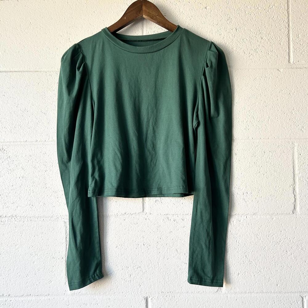 Unbranded Green Long Sleeve Puff Sleeve Blouse Top Women's Large